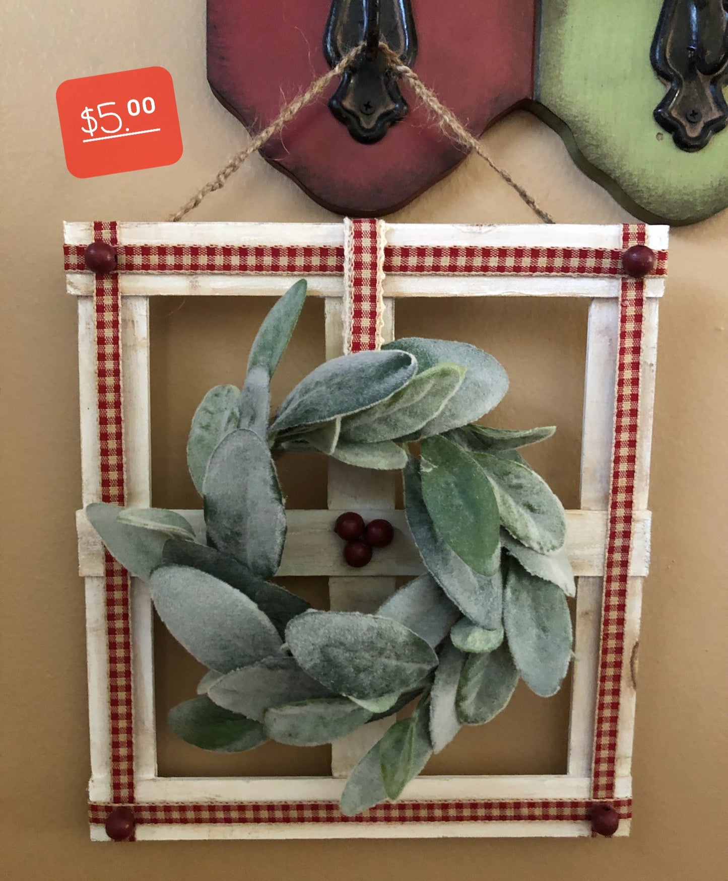 Framed Lambs Ear Wreath