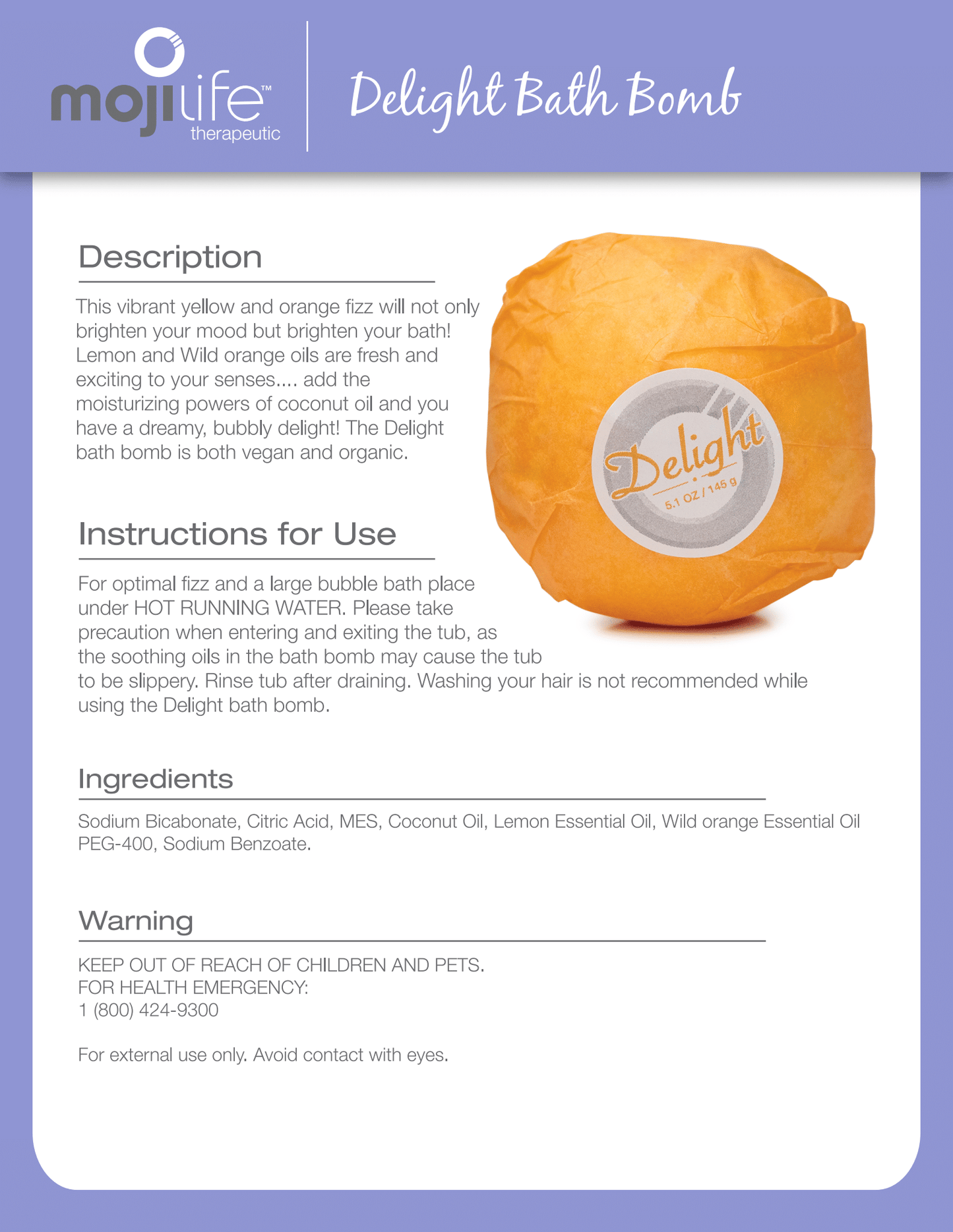 Delight Essential Oil Bath Bomb